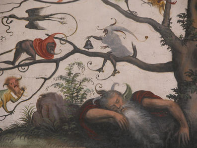 Dettaglio degli affreschi a grottesca